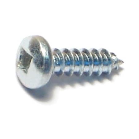 Sheet Metal Screw, #6 X 1/2 In, Zinc Plated Steel Pan Head Square Drive, 50 PK